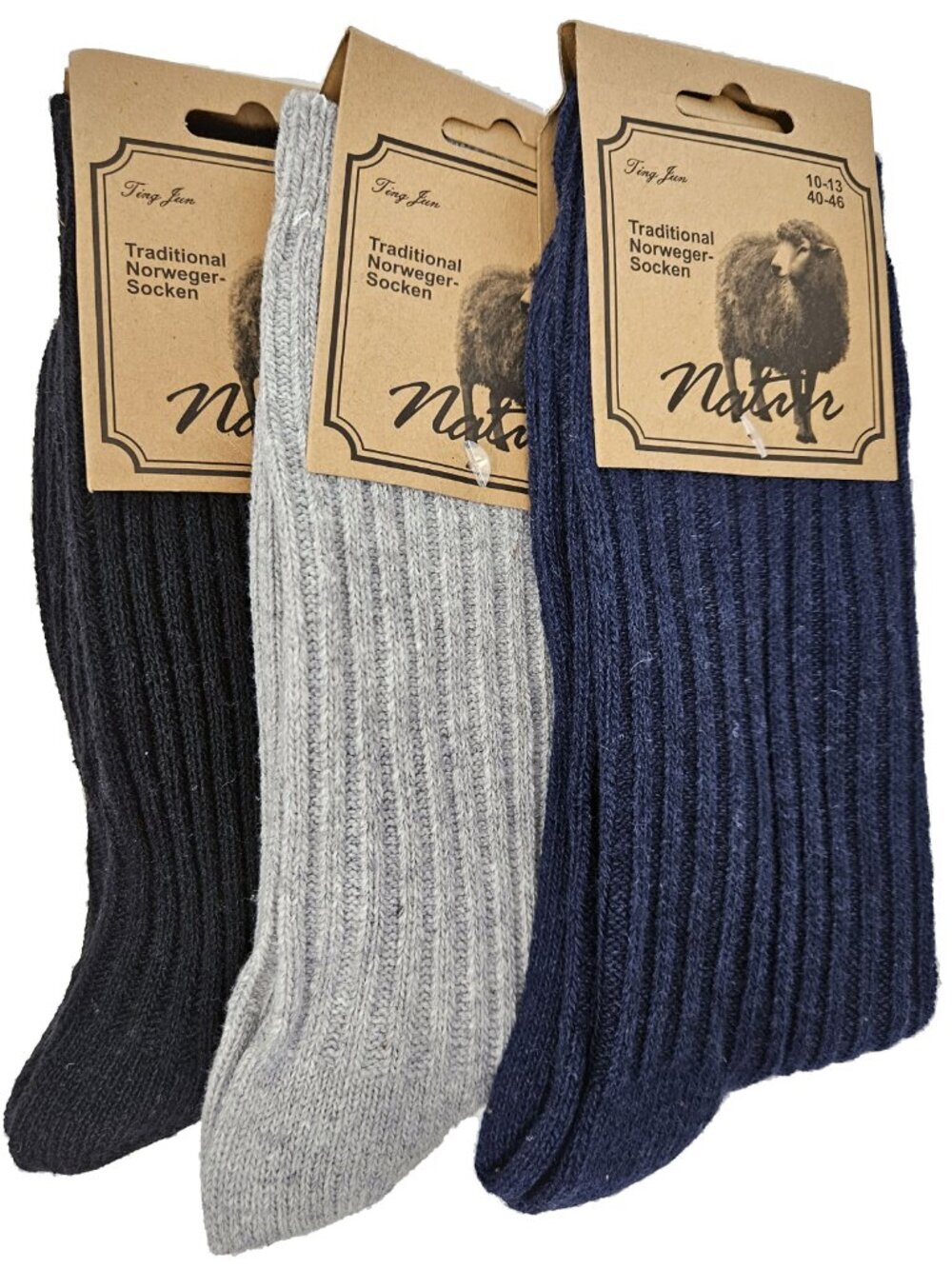 Men Wool Blend Socks, Norweger Warm Winter Boot Casual Thermal Crew Sox, 3 Pairs